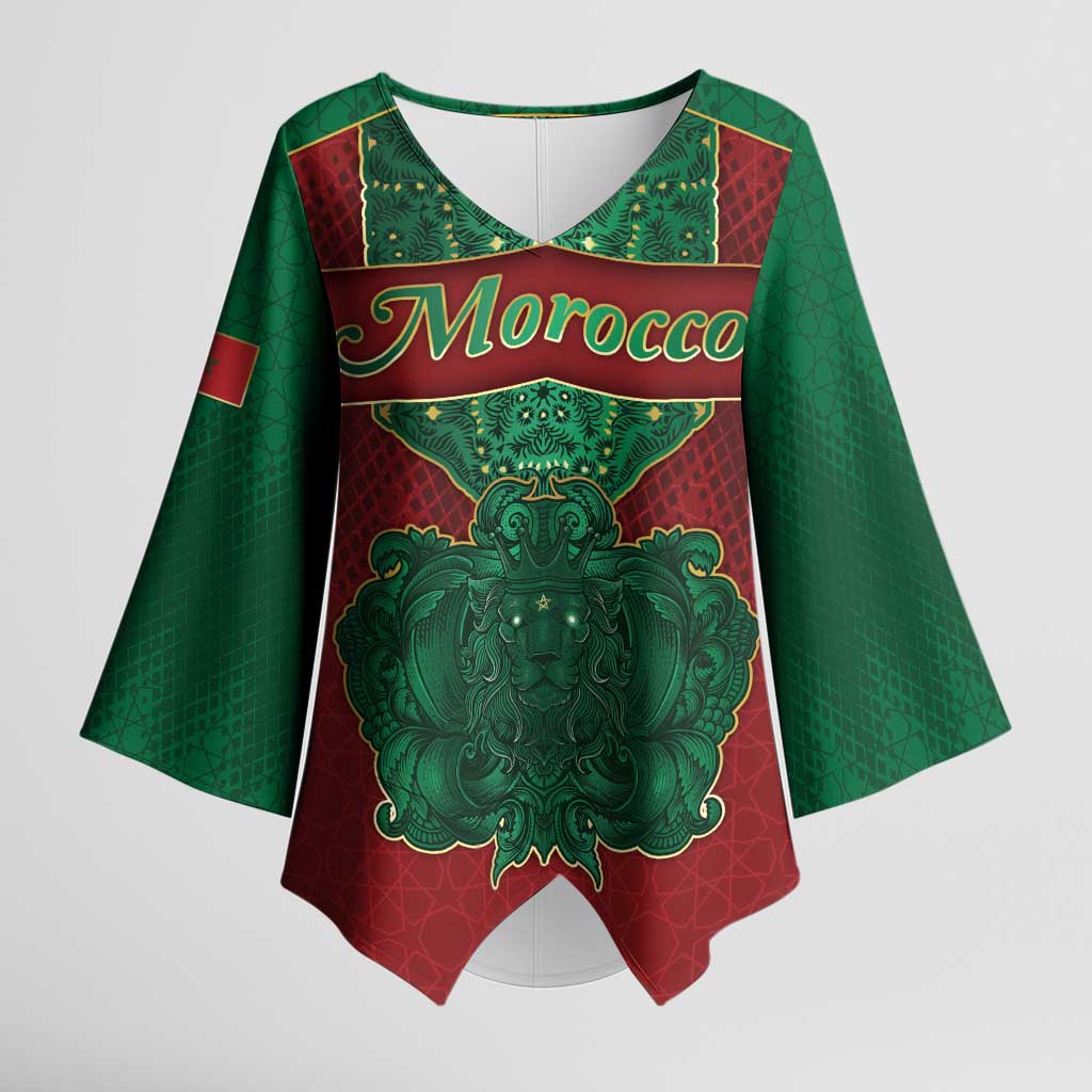 Personalized Morocco Kimono Sleeve Blouse Royal Lion Islam Patterns - Wonder Print Shop