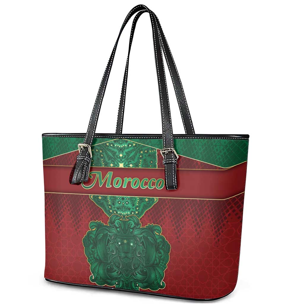 Morocco Leather Tote Bag Royal Lion Islam Patterns - Wonder Print Shop
