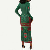Personalized Morocco Long Sleeve Bodycon Dress Royal Lion Islam Patterns - Wonder Print Shop