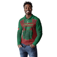 Personalized Morocco Long Sleeve Polo Shirt Royal Lion Islam Patterns - Wonder Print Shop