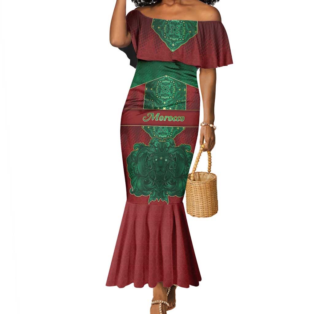 Personalized Morocco Mermaid Dress Royal Lion Islam Patterns - Wonder Print Shop