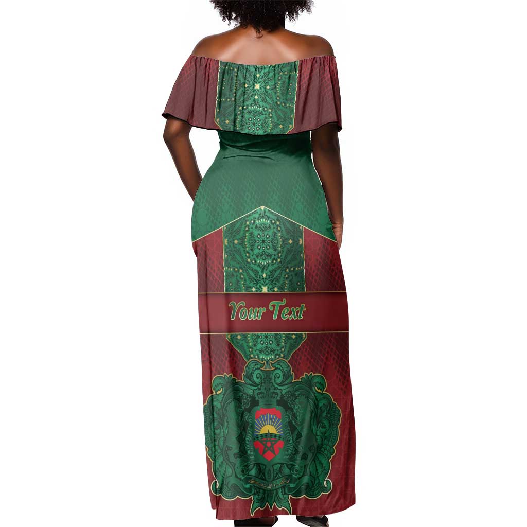 Personalized Morocco Off Shoulder Maxi Dress Royal Lion Islam Patterns - Wonder Print Shop