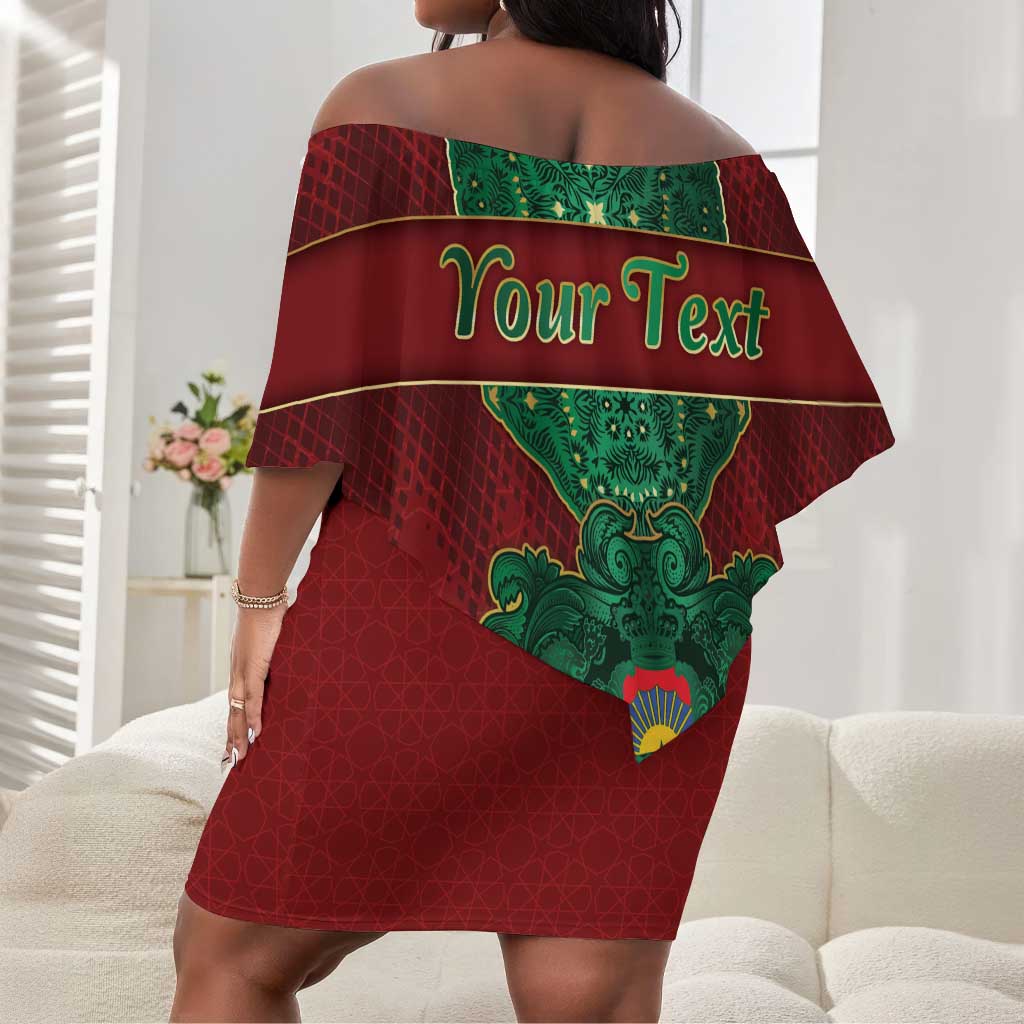 Personalized Morocco Off Shoulder Short Dress Royal Lion Islam Patterns - Wonder Print Shop