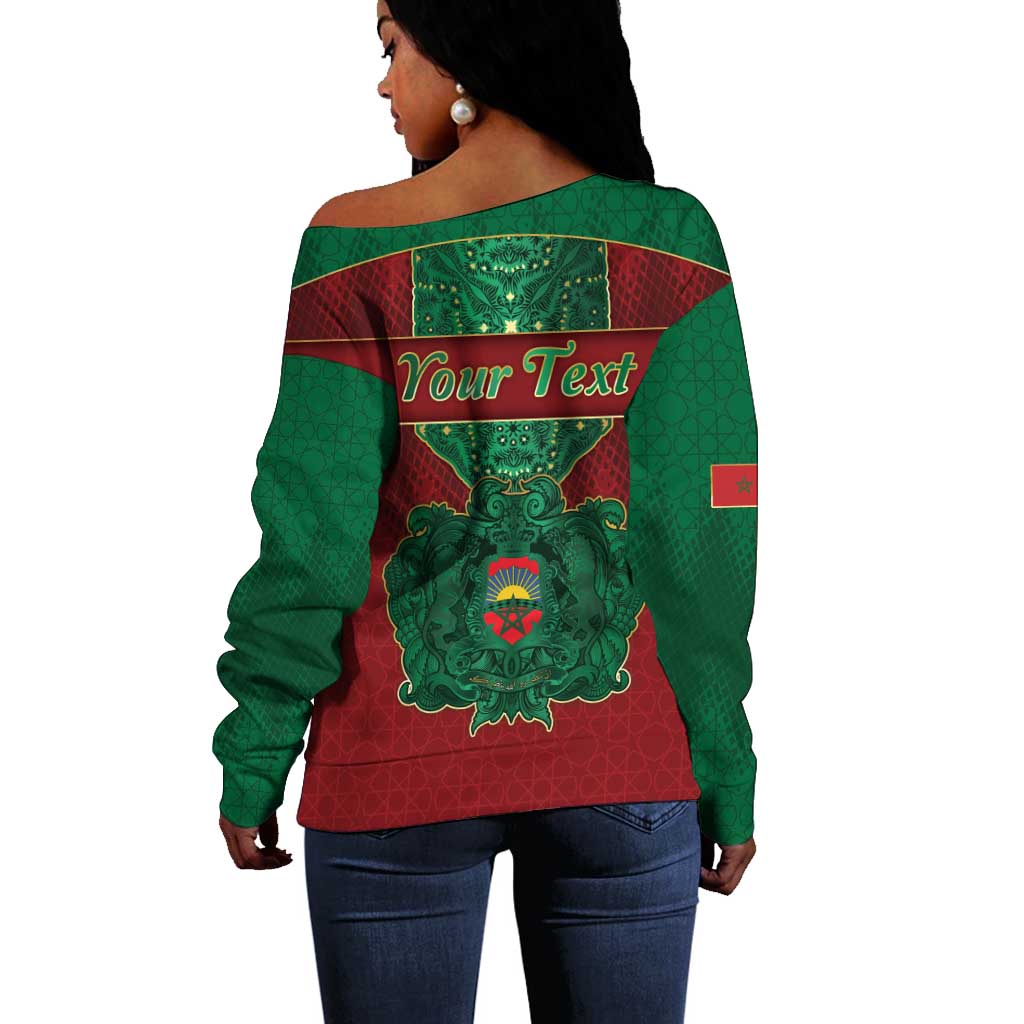 Personalized Morocco Off Shoulder Sweater Royal Lion Islam Patterns - Wonder Print Shop