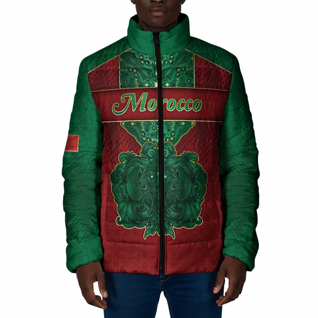 Personalized Morocco Padded Jacket Royal Lion Islam Patterns - Wonder Print Shop