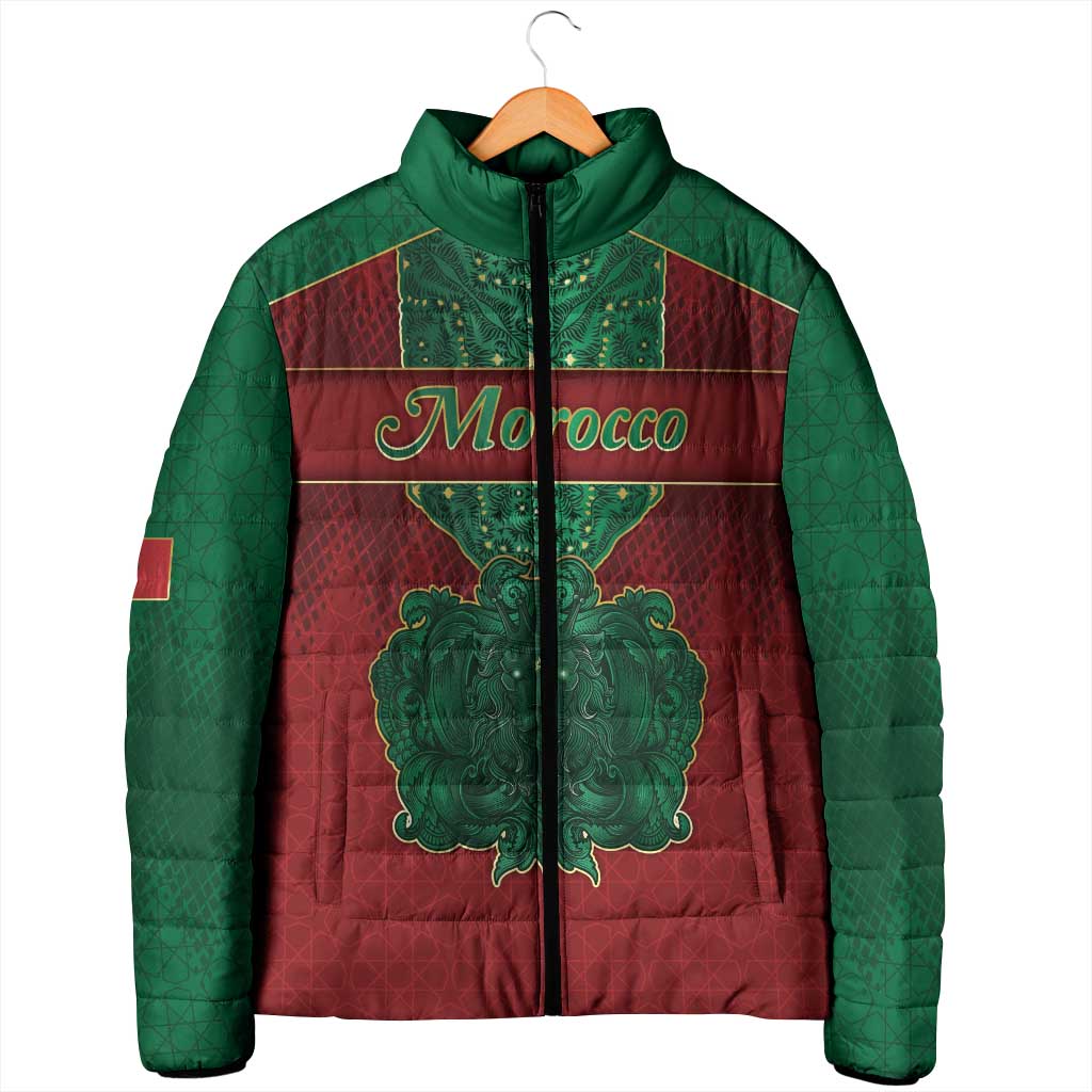Personalized Morocco Padded Jacket Royal Lion Islam Patterns - Wonder Print Shop