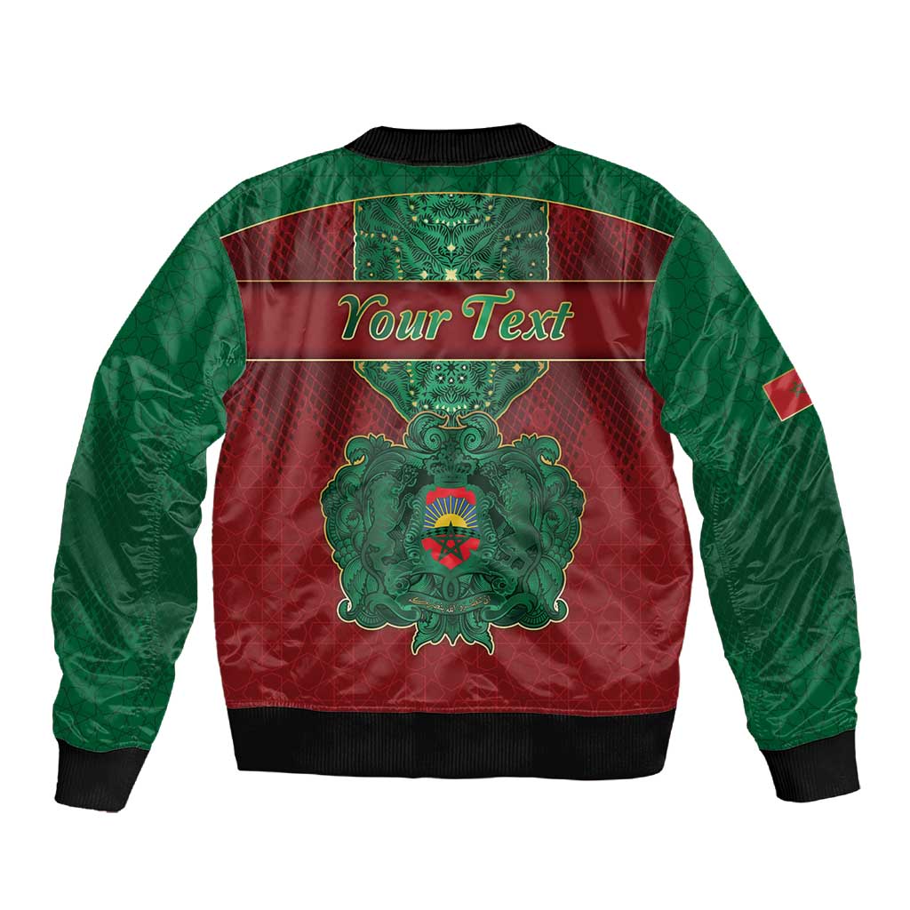 Personalized Morocco Sleeve Zip Bomber Jacket Royal Lion Islam Patterns - Wonder Print Shop