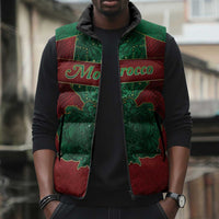 Personalized Morocco Sleeveless Puffer Jacket Royal Lion Islam Patterns - Wonder Print Shop