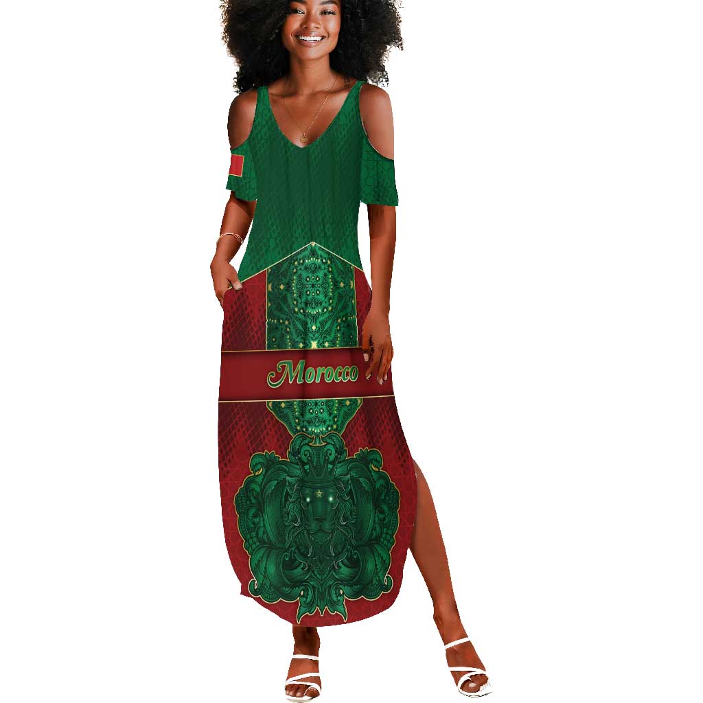 Personalized Morocco Summer Maxi Dress Royal Lion Islam Patterns - Wonder Print Shop