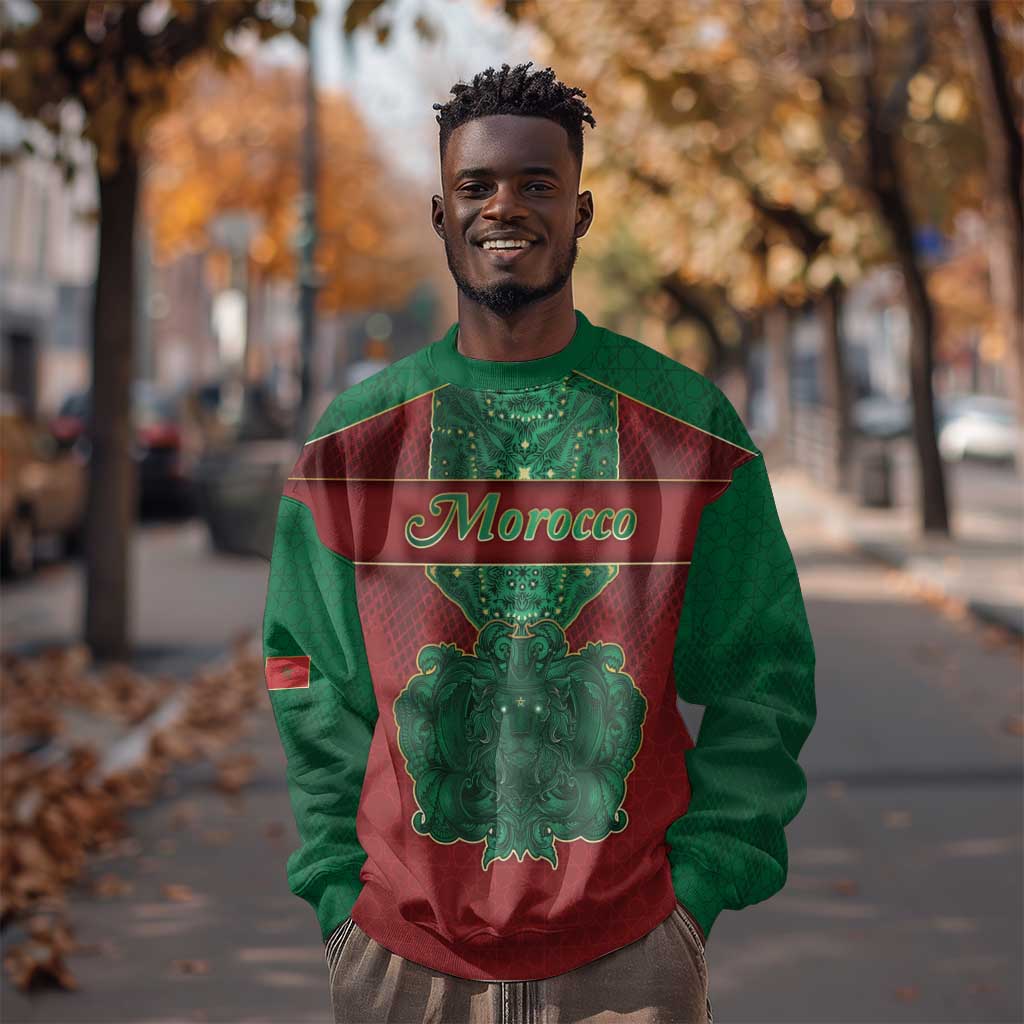 Personalized Morocco Sweatshirt Royal Lion Islam Patterns - Wonder Print Shop