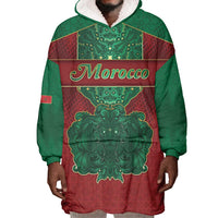 Personalized Morocco Wearable Blanket Hoodie Royal Lion Islam Patterns - Wonder Print Shop