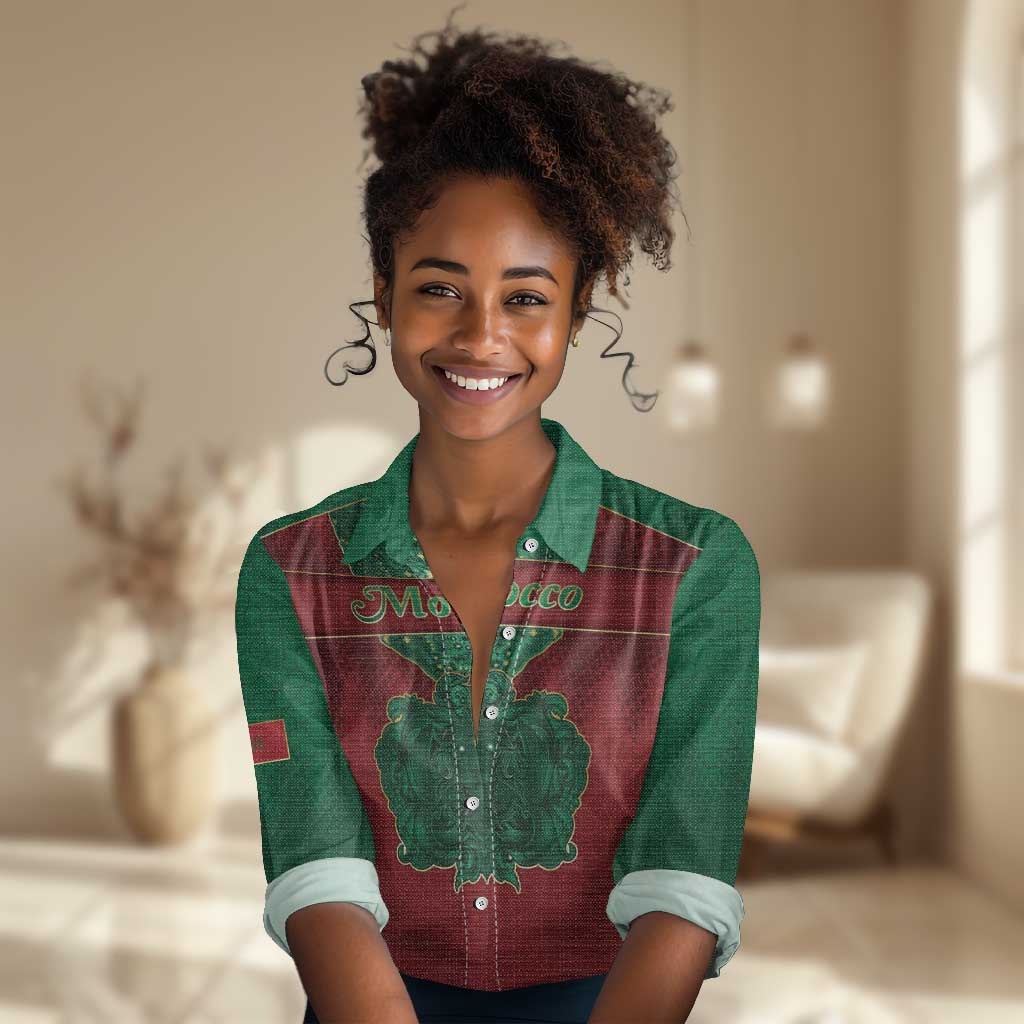 Personalized Morocco Women Casual Shirt Royal Lion Islam Patterns - Wonder Print Shop