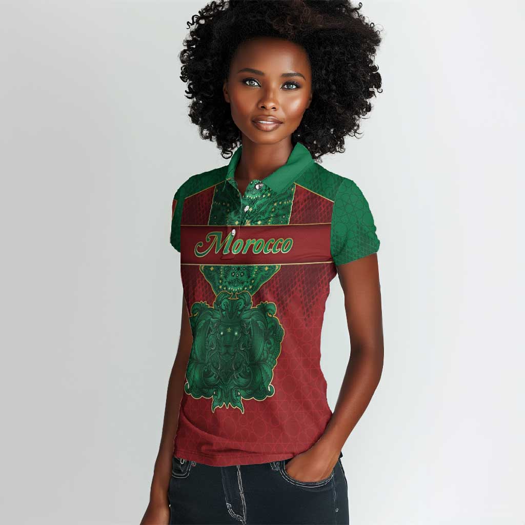 Personalized Morocco Women Polo Shirt Royal Lion Islam Patterns - Wonder Print Shop