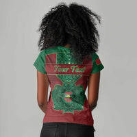 Personalized Morocco Women V-Neck T-Shirt Royal Lion Islam Patterns - Wonder Print Shop
