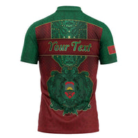 Personalized Morocco Zipper Polo Shirt Royal Lion Islam Patterns - Wonder Print Shop