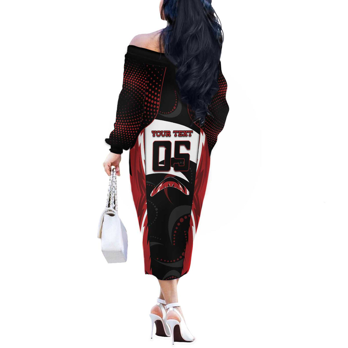 Custom Boomerang Off The Shoulder Long Sleeve Dress Unique Style