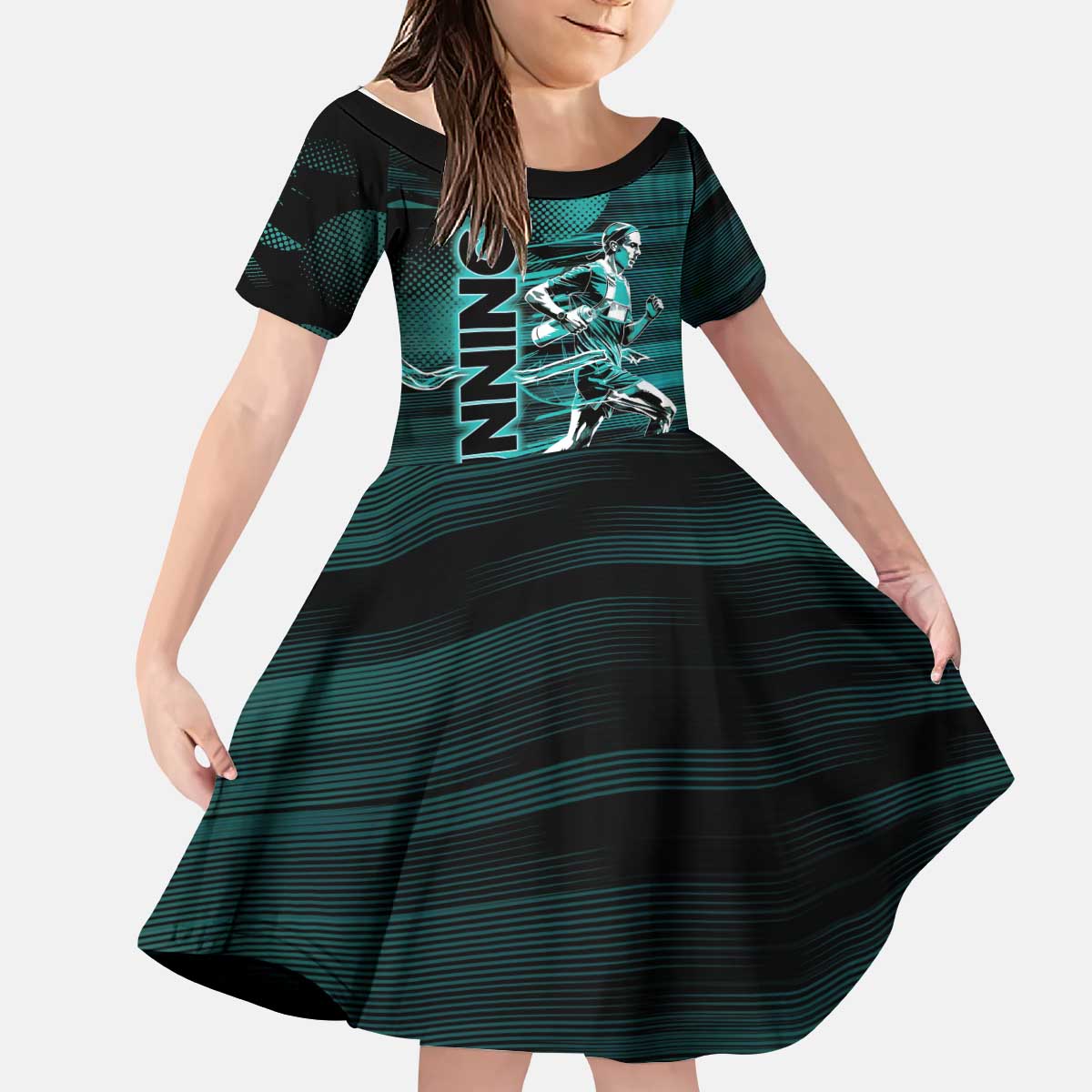 Personalized Running Kid Short Sleeve Dress Infinite Sprint Energy