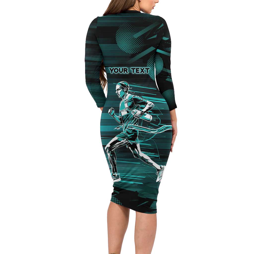 Personalized Running Long Sleeve Bodycon Dress Infinite Sprint Energy
