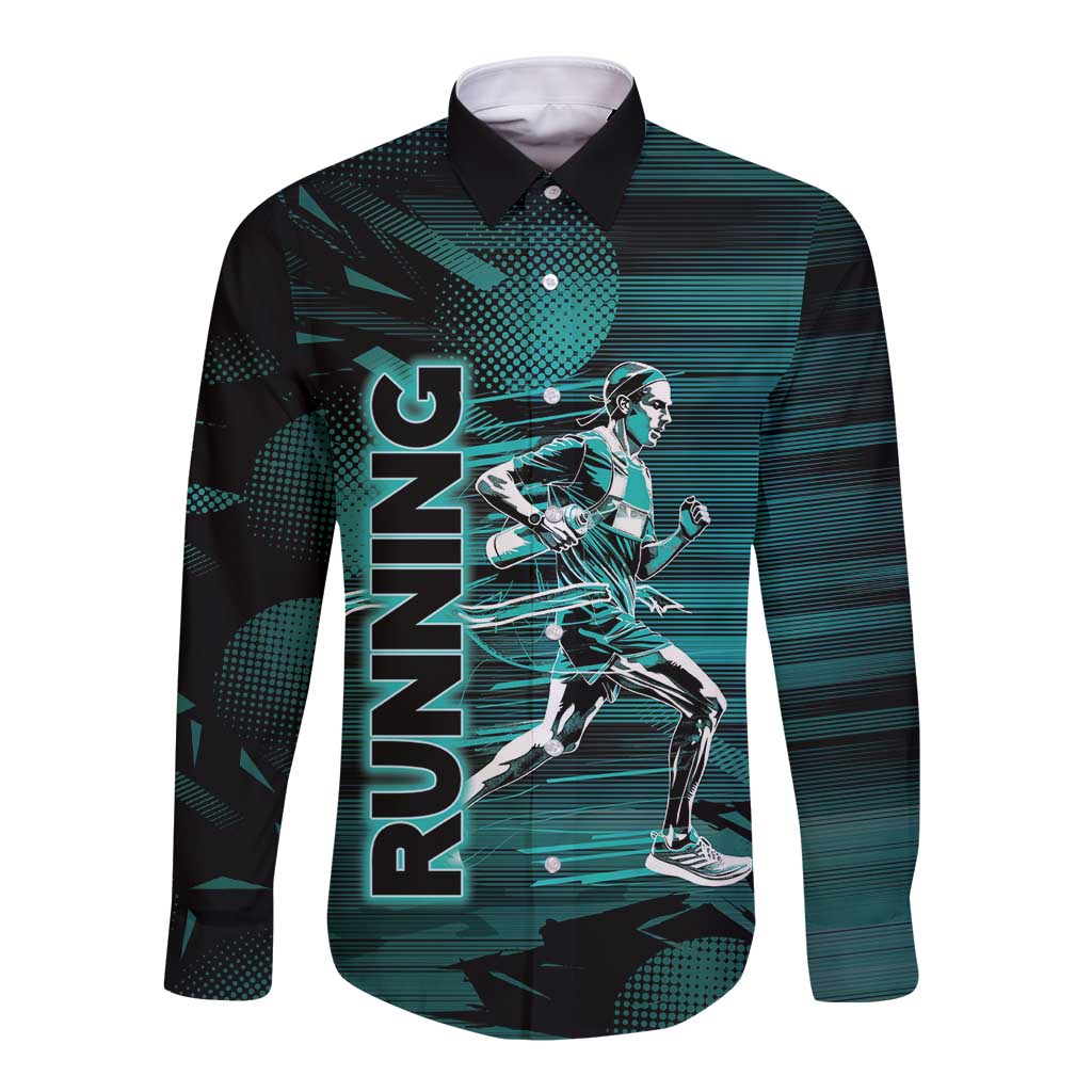 Personalized Running Long Sleeve Button Shirt Infinite Sprint Energy