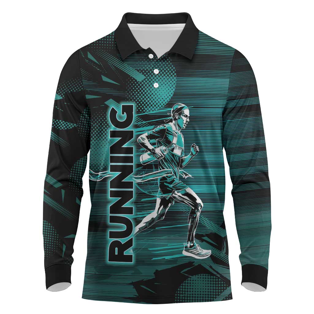 Personalized Running Long Sleeve Polo Shirt Infinite Sprint Energy