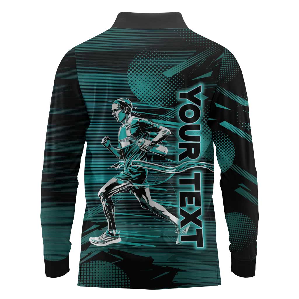 Personalized Running Long Sleeve Polo Shirt Infinite Sprint Energy