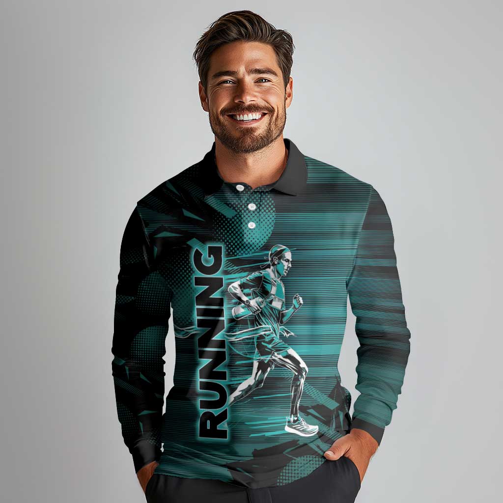 Personalized Running Long Sleeve Polo Shirt Infinite Sprint Energy