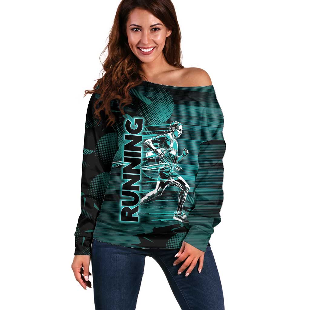 Personalized Running Off Shoulder Sweater Infinite Sprint Energy