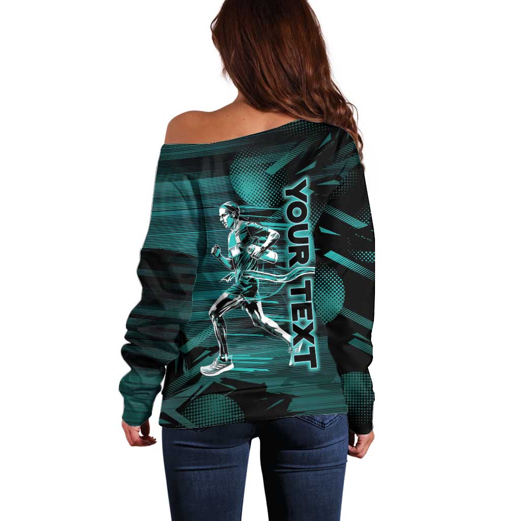 Personalized Running Off Shoulder Sweater Infinite Sprint Energy