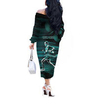 Personalized Running Off The Shoulder Long Sleeve Dress Infinite Sprint Energy