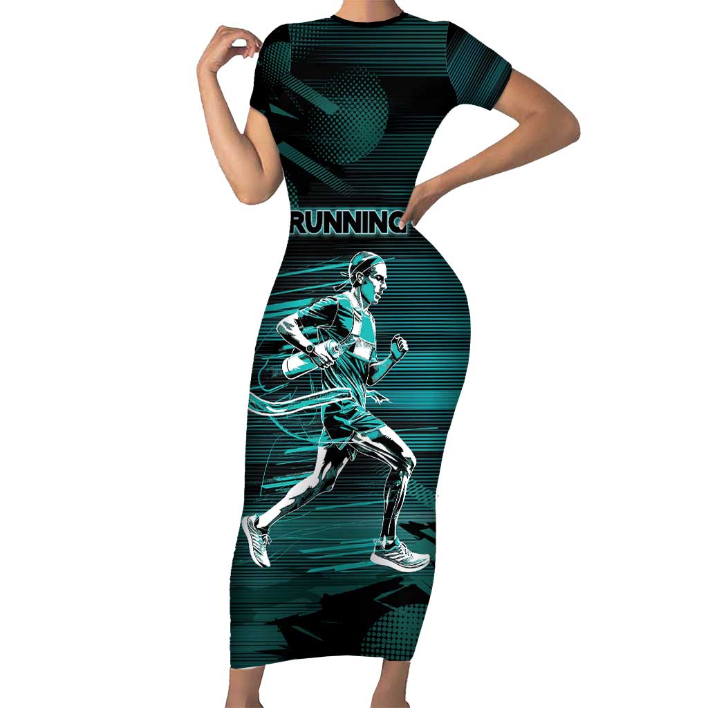 Personalized Running Short Sleeve Bodycon Dress Infinite Sprint Energy