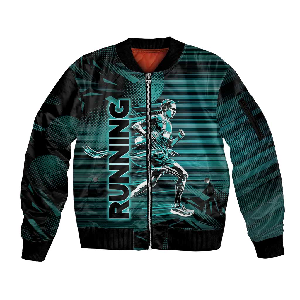 Personalized Running Sleeve Zip Bomber Jacket Infinite Sprint Energy