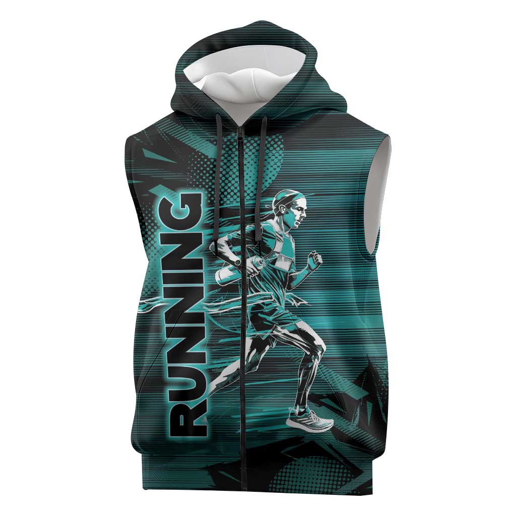 Personalized Running Sleeveless Zip Hoodie Infinite Sprint Energy