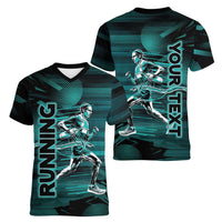 Personalized Running Women V-Neck T-Shirt Infinite Sprint Energy