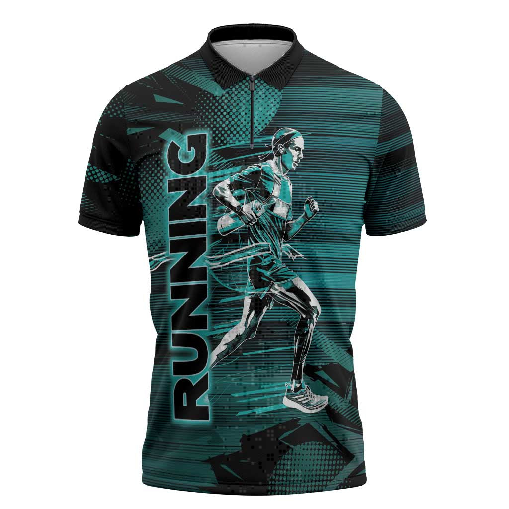 Personalized Running Zipper Polo Shirt Infinite Sprint Energy
