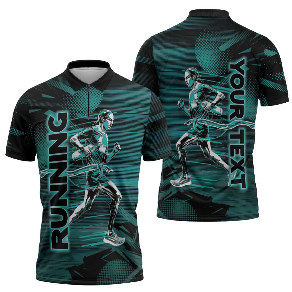 Personalized Running Zipper Polo Shirt Infinite Sprint Energy