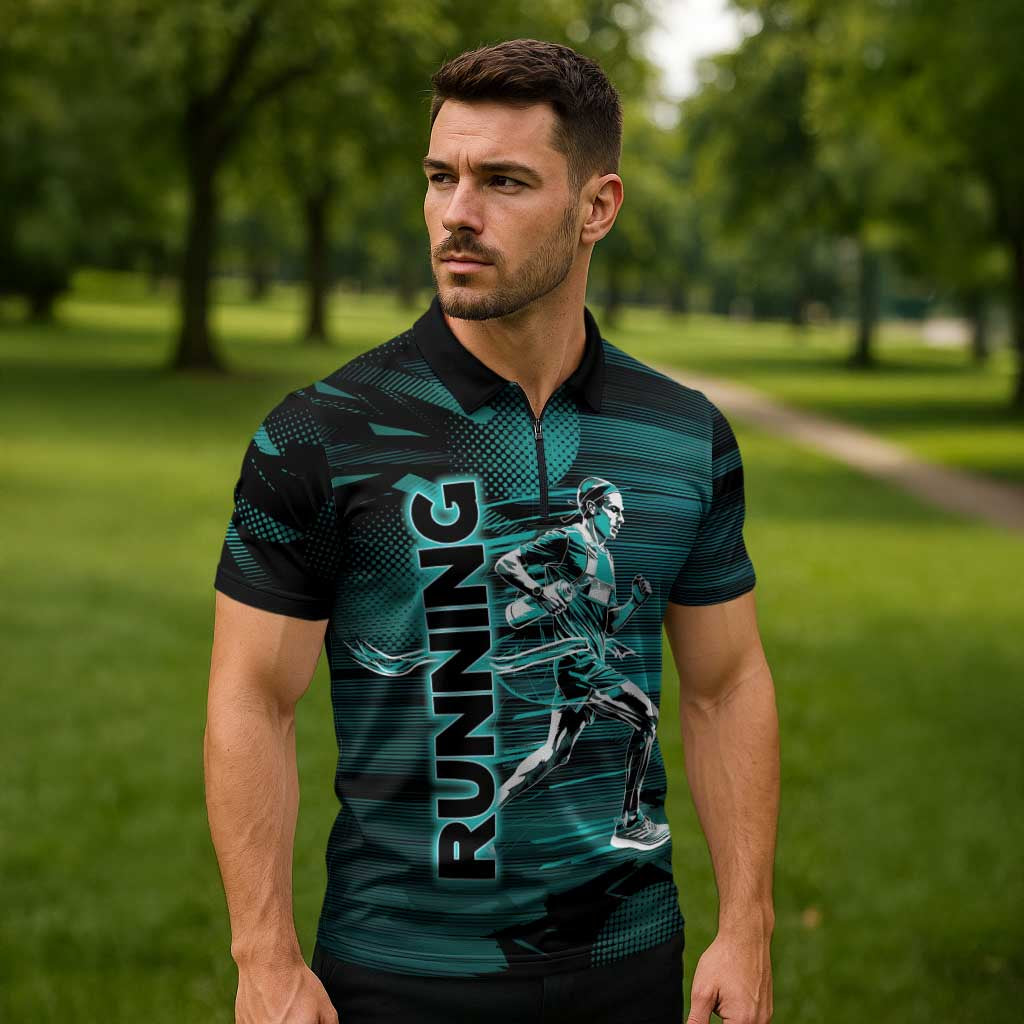 Personalized Running Zipper Polo Shirt Infinite Sprint Energy
