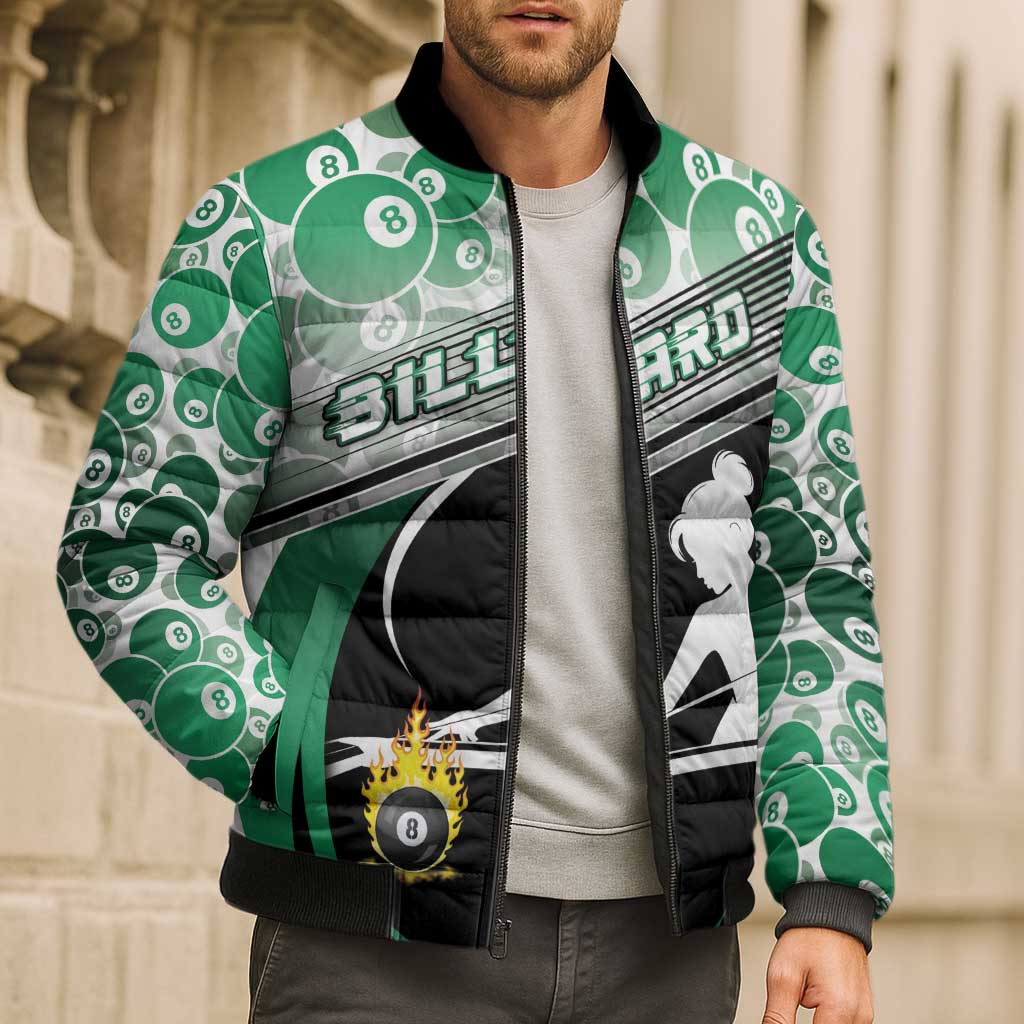Personalized Billiards Bomber Puffer Jacket Master Of The Cue