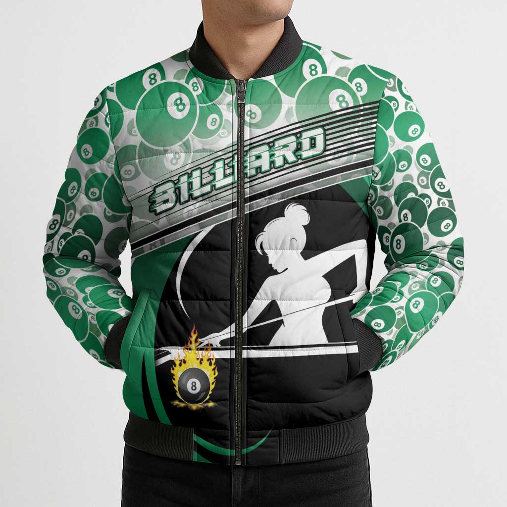 Personalized Billiards Bomber Puffer Jacket Master Of The Cue