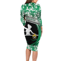 Personalized Billiards Long Sleeve Bodycon Dress Master Of The Cue
