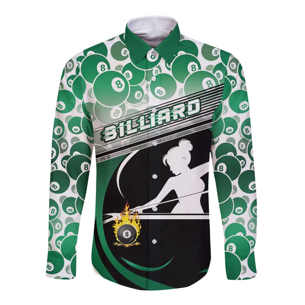 Personalized Billiards Long Sleeve Button Shirt Master Of The Cue
