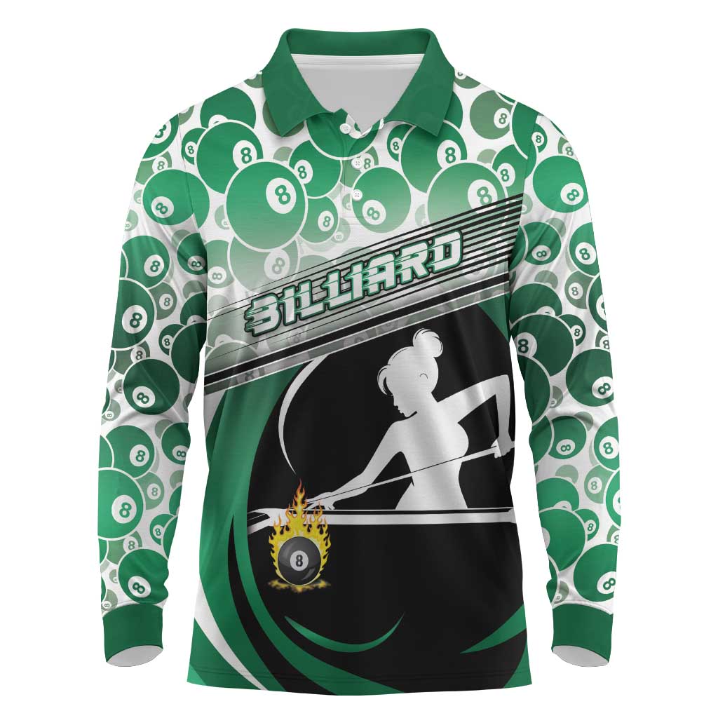 Personalized Billiards Long Sleeve Polo Shirt Master Of The Cue