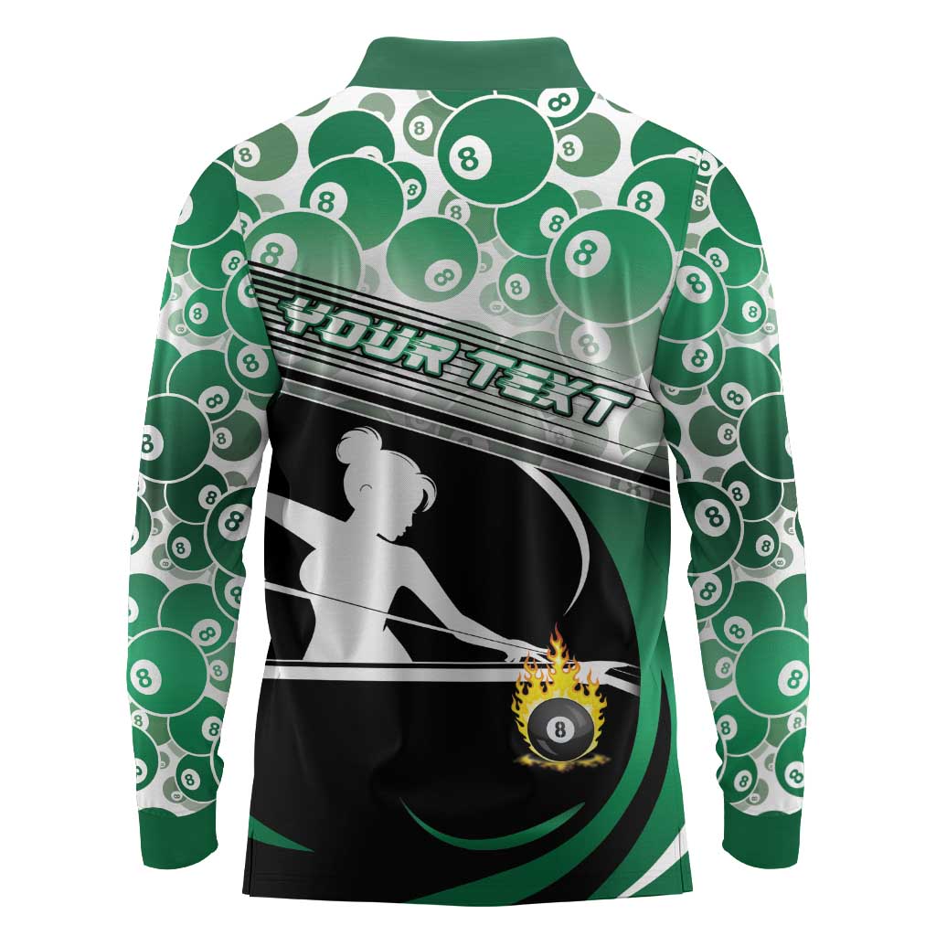 Personalized Billiards Long Sleeve Polo Shirt Master Of The Cue