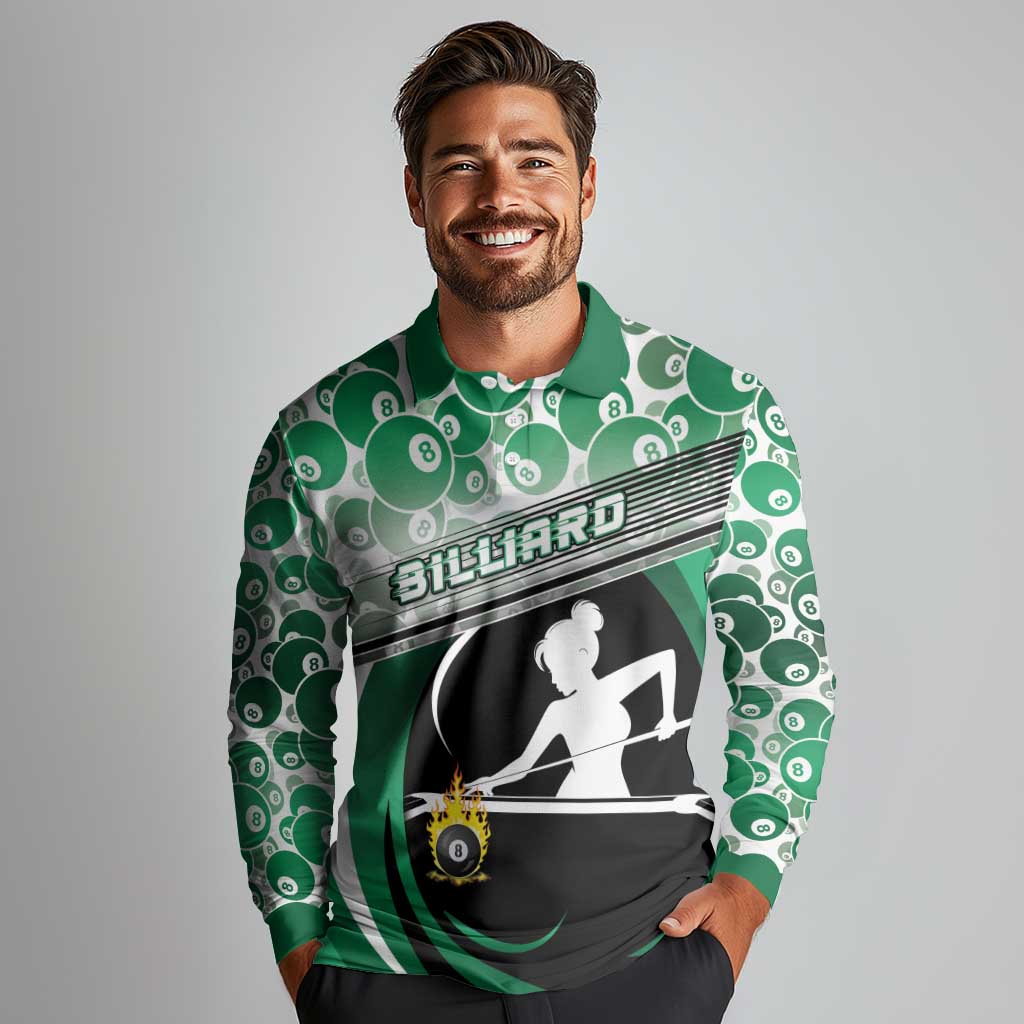 Personalized Billiards Long Sleeve Polo Shirt Master Of The Cue