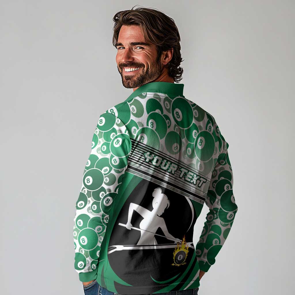 Personalized Billiards Long Sleeve Polo Shirt Master Of The Cue