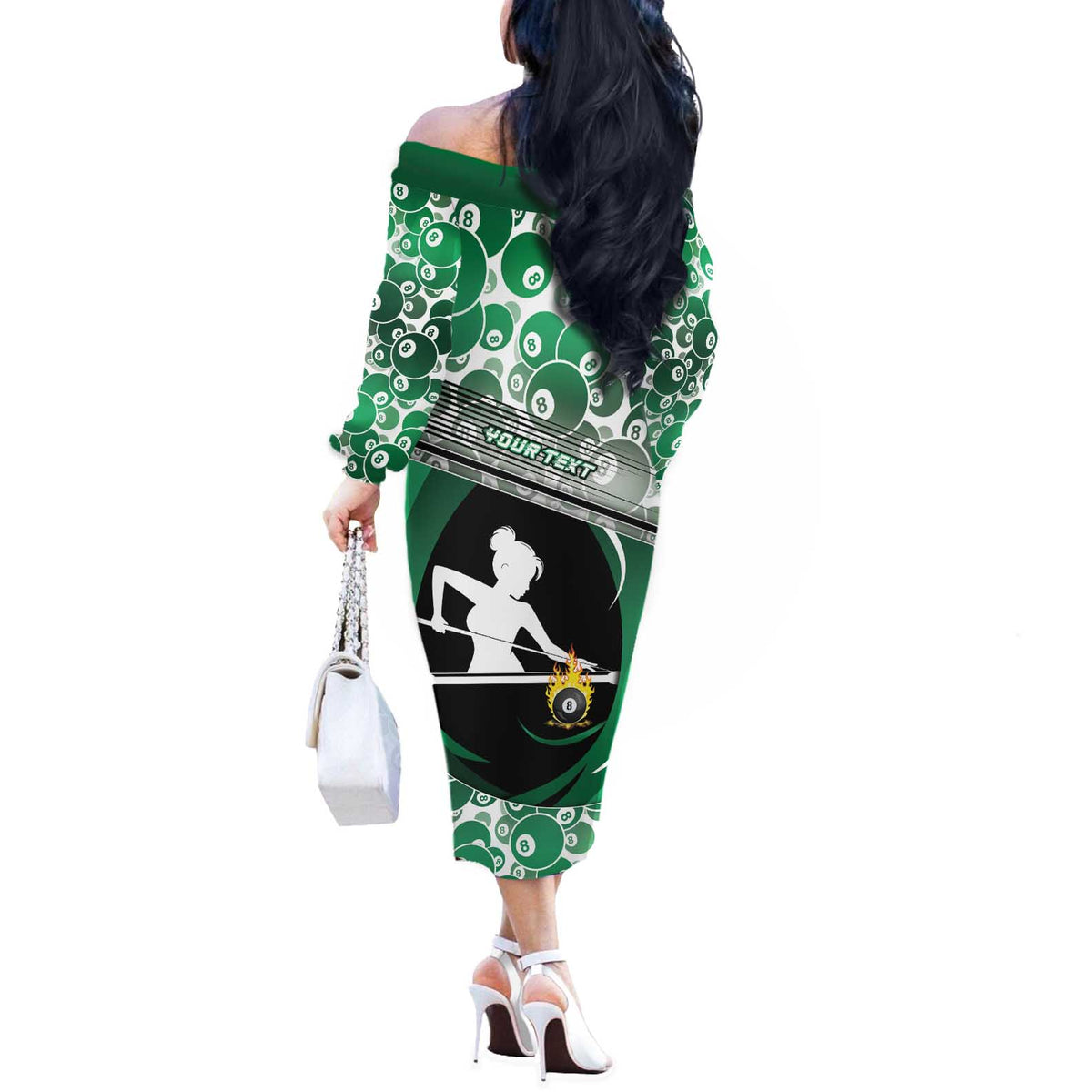 Personalized Billiards Off The Shoulder Long Sleeve Dress Master Of The Cue