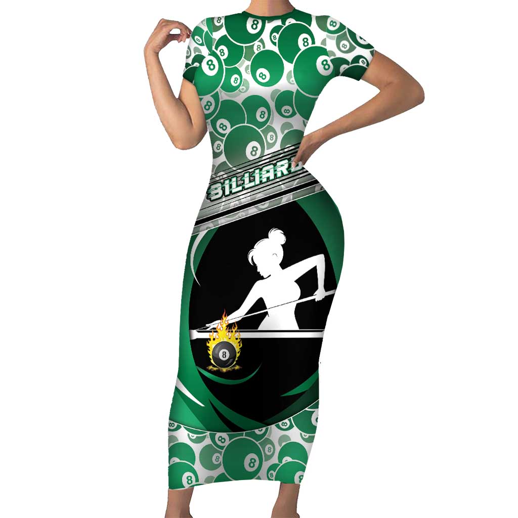 Personalized Billiards Short Sleeve Bodycon Dress Master Of The Cue