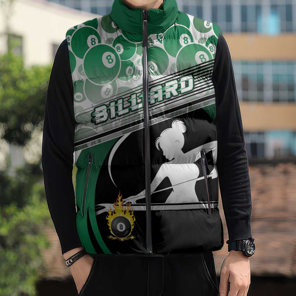 Personalized Billiards Sleeveless Puffer Jacket Master Of The Cue
