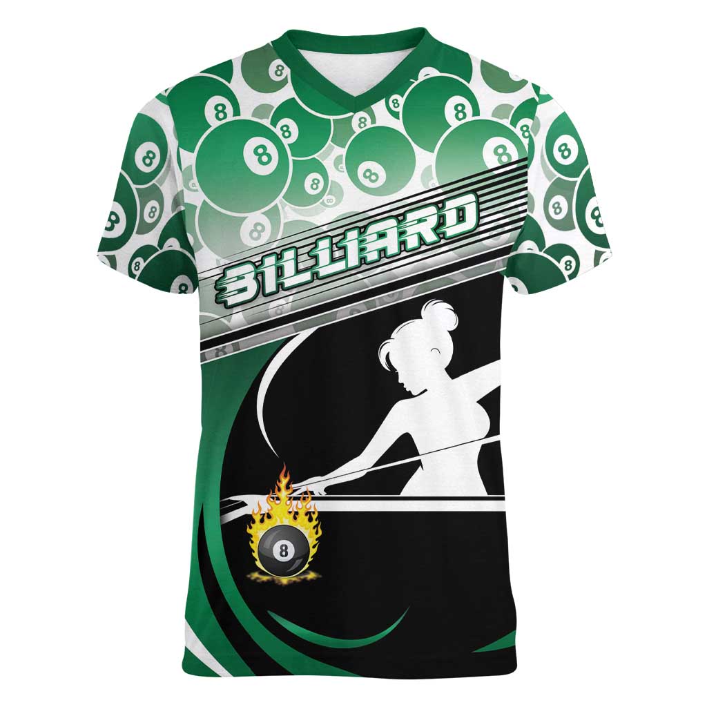 Personalized Billiards Women V-Neck T-Shirt Master Of The Cue