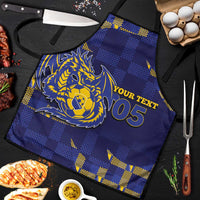 Custom Bosnia And Herzegovina Football Apron Fierce Dragon National Stars With Checker Patterns