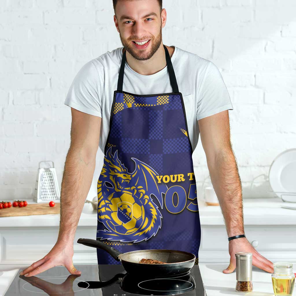 Custom Bosnia And Herzegovina Football Apron Fierce Dragon National Stars With Checker Patterns